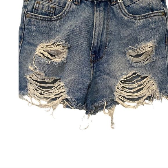 Garage Chelsea denim distressed high waist shorts size 3 - Picture 5 of 9